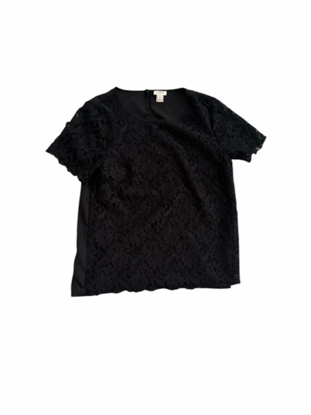 J. Crew Black Lace Short-Sleeve Women's Top